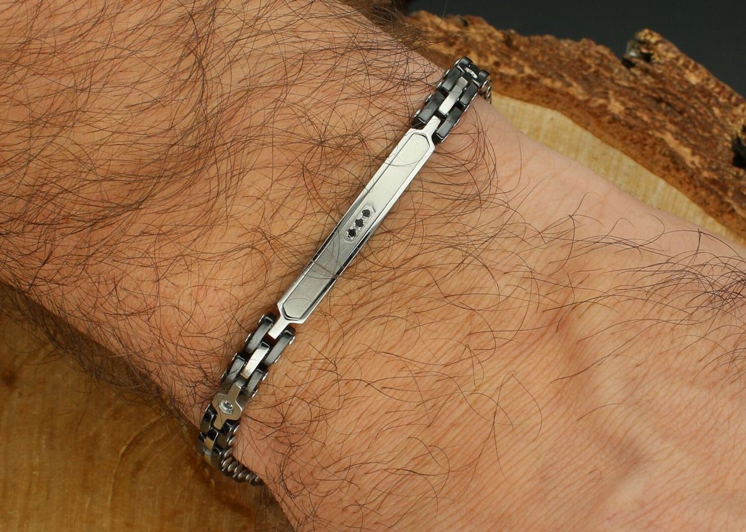 Bransoletka Męska Nomination Czarna z Diamentami ze Stali Nierdzewnej - 21 cm nomi.jpg